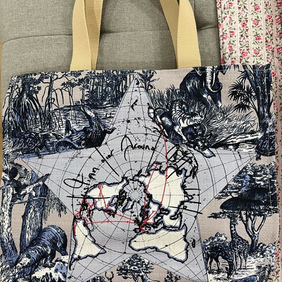 Dior Blue and Tan Canvas Tote - Picture 1 of 3